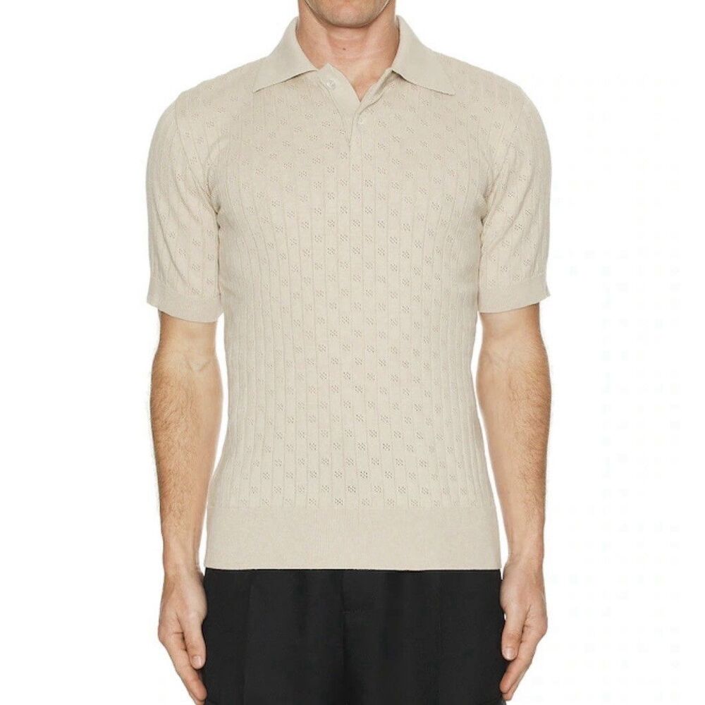 Far Afield Jacobs Perforated Knit Polo Shirt Men’s 1 / Small Knit Peyote Sand
